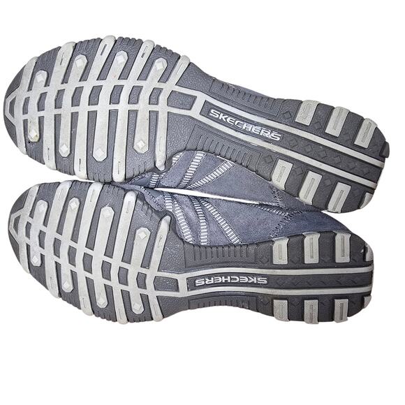 Skechers Shoes Gray Suede Leather Bikers Bungee Athletic 21923 Womens Size 8.5 - Picture 6 of 7